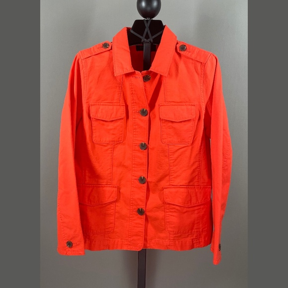 NEW Talbots Jacket Womens Medium petite orange utility preppy casual colorful - Picture 1 of 9